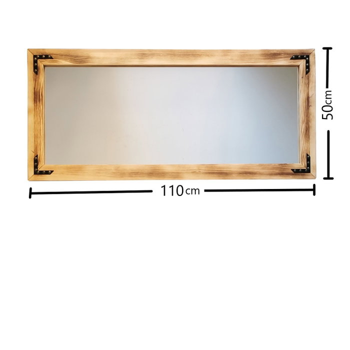 Hanah Home Espejo Bohemio de Madera Maciza de Pino en Nogal